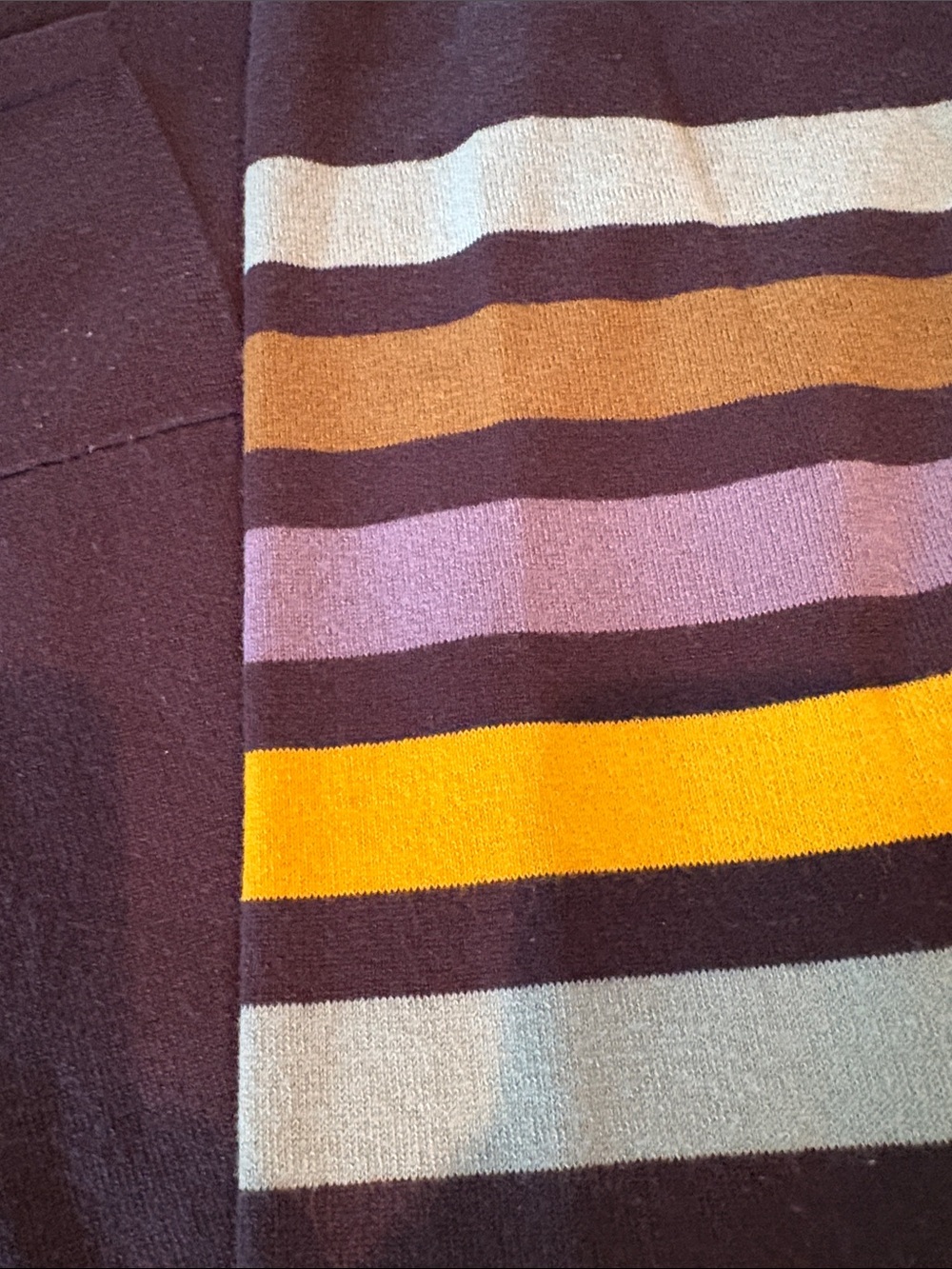 Title Nine Men's Navy Crewneck Sweater with Multicolor Striped Sleeves - Picture 4 of 5